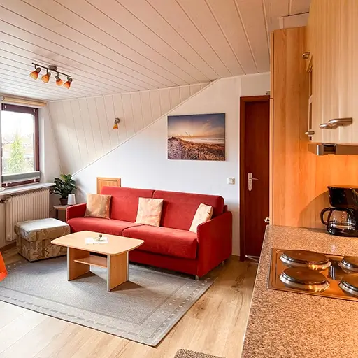 Wohnzimmer mit Küche